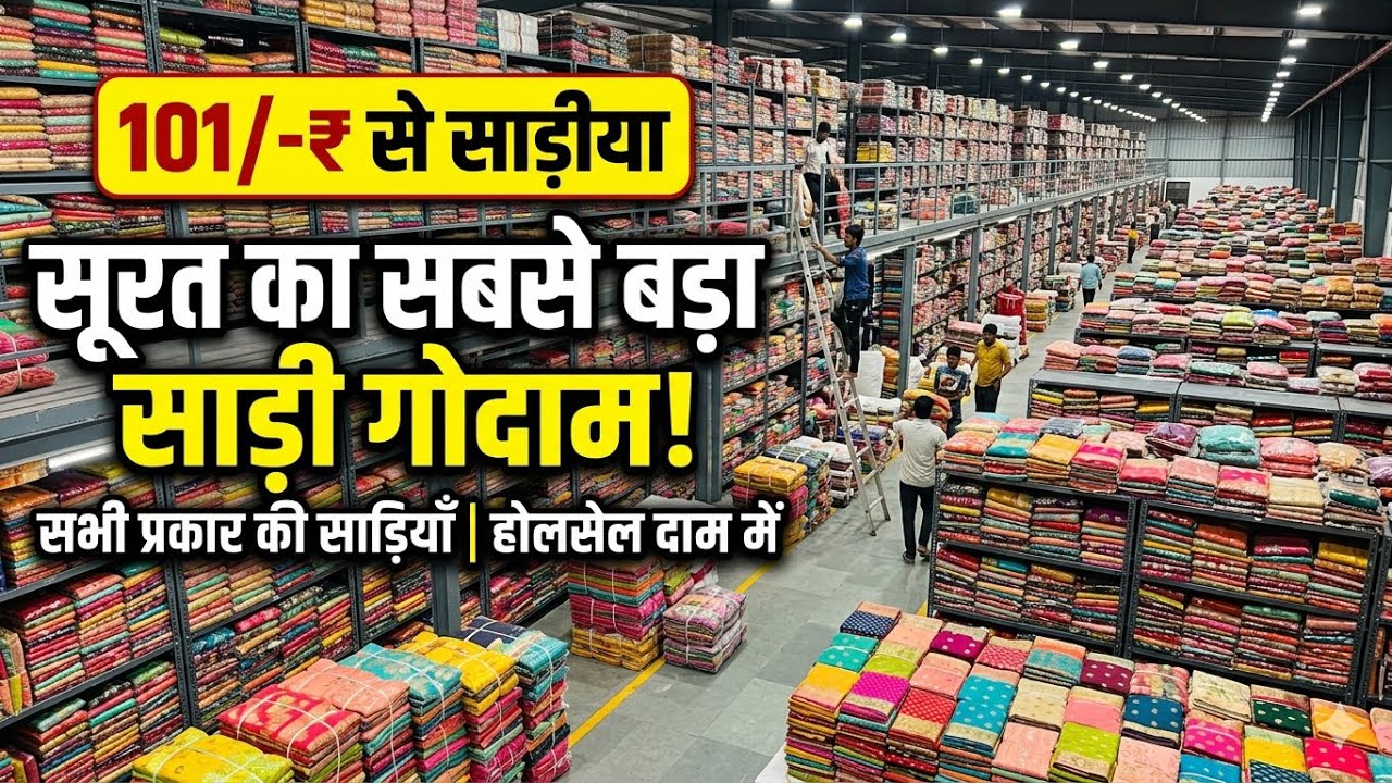 101/-₹ से साड़ीया सूरत का सबसे बड़ा साड़ी गोदाम😍| saree wholesale market Surat| @Digibandaa 