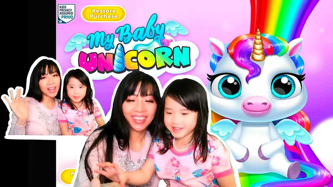 My Baby Unicorn gameplay with Ella and Mommy | Newly born Unicorn | Fun kids games | Virtual Pet