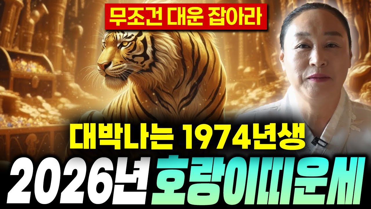 ✨병오년 초대박 호랑이띠 1974년생 신년운세✨‘ 이것 ’ 만 해보세요 ! 2026년 1974년생 인생 역전의 기회가 들어온다 ! 2026년 74년생 52세 호랑이띠 운세