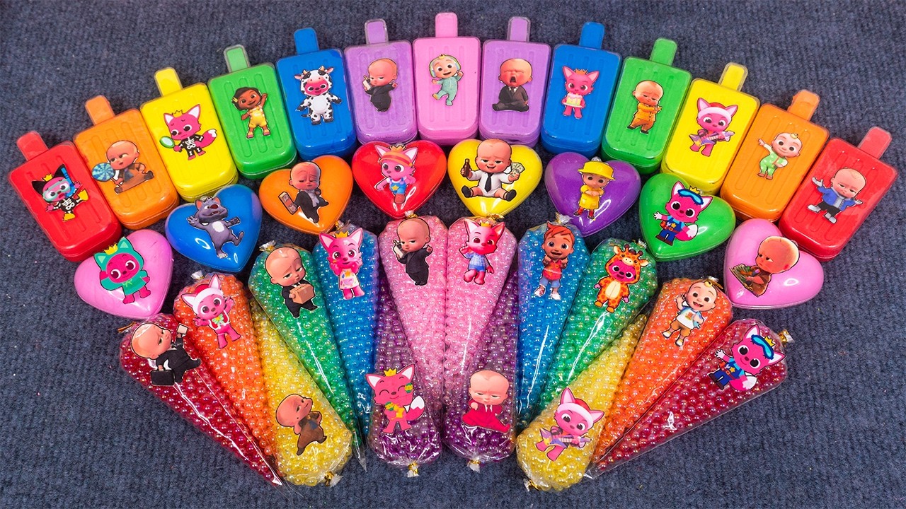 Cocomelon Slime Heart🦖 Pinkfong with JJ, TomTom Finding Hidden Slime & Glitter Satisfying ASMR🌈