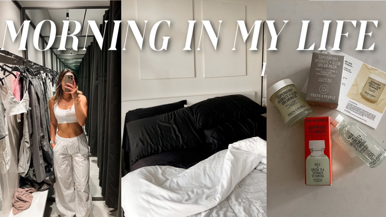 SUMMER MORNING ROUTINE: busy morning on my day off, greens, breakfast, & skincare routine