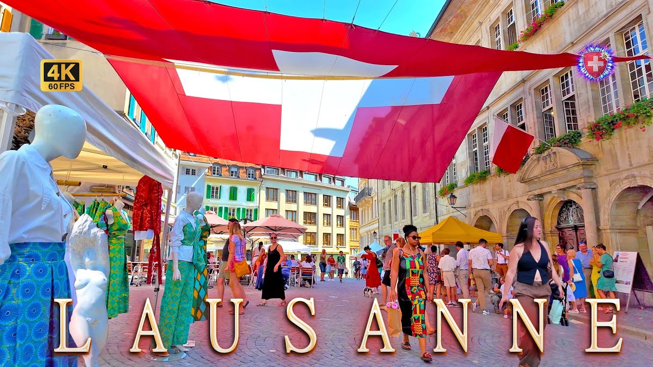 LAUSANNE SWITZERLAND ✨ Currently walk through the city / Lake & Shopping Streets 4K