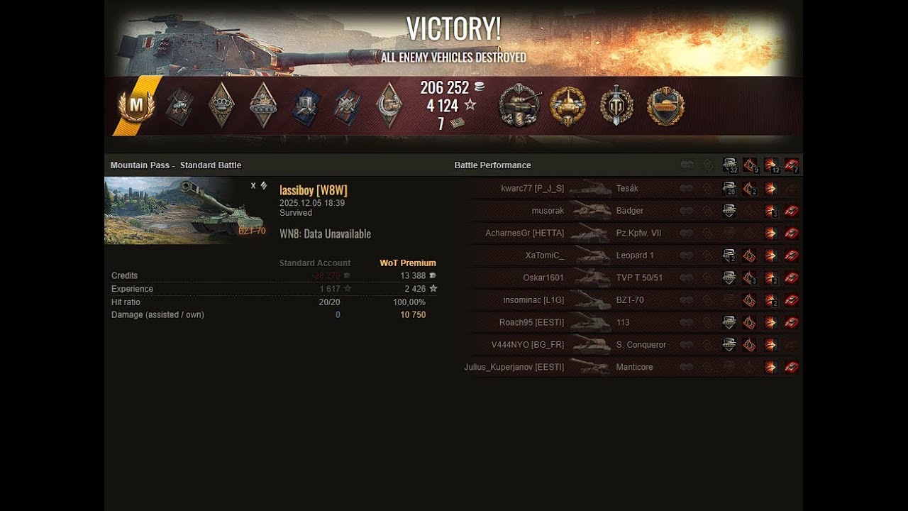 WOT - BZT-70 - 7 KILLS 10.7K DAMAGE ACE TANKER - World Of Tanks