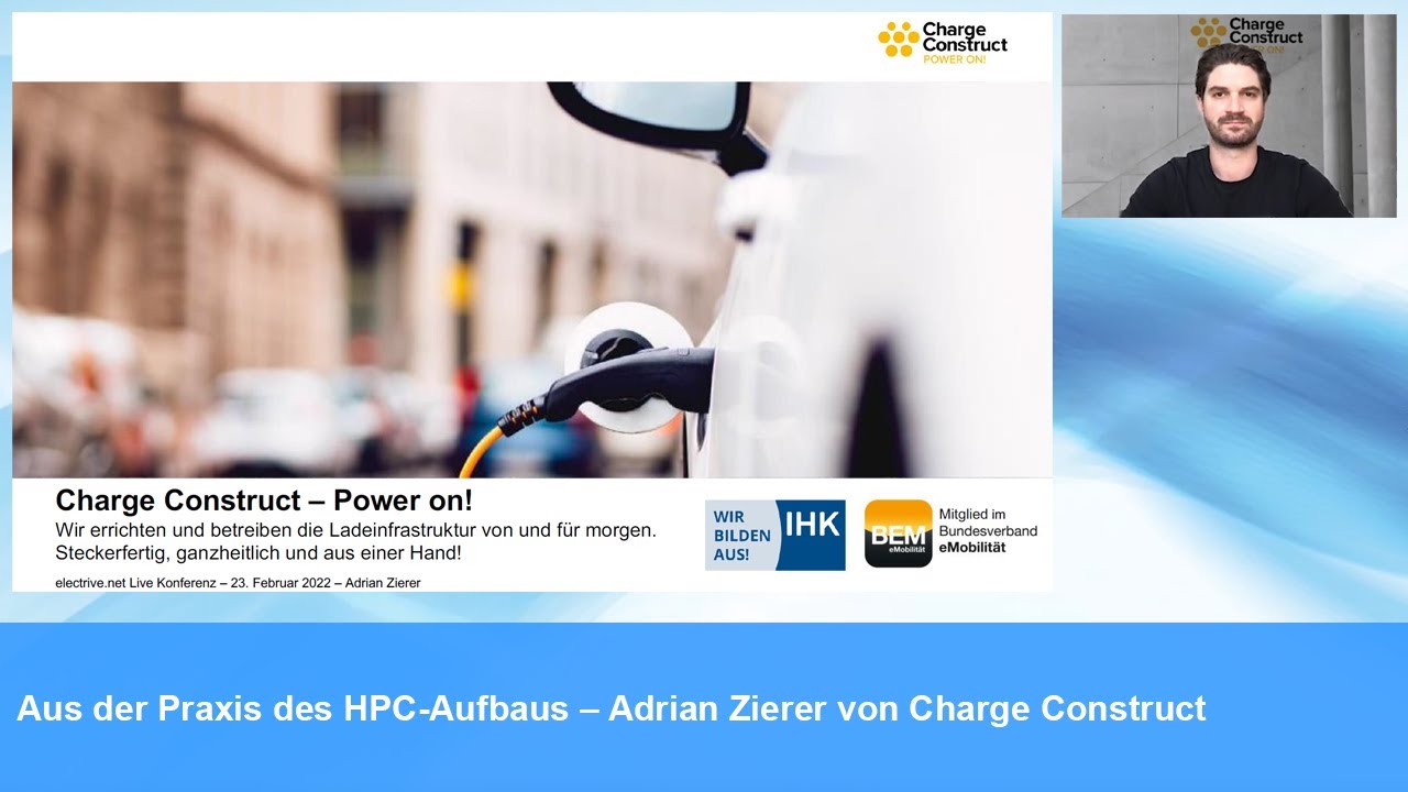 Aufbau von HPC-Ladeparks &ndash; Adrian Zierer von Charge Construct bei &bdquo;electrive.net LIVE&ldquo;
