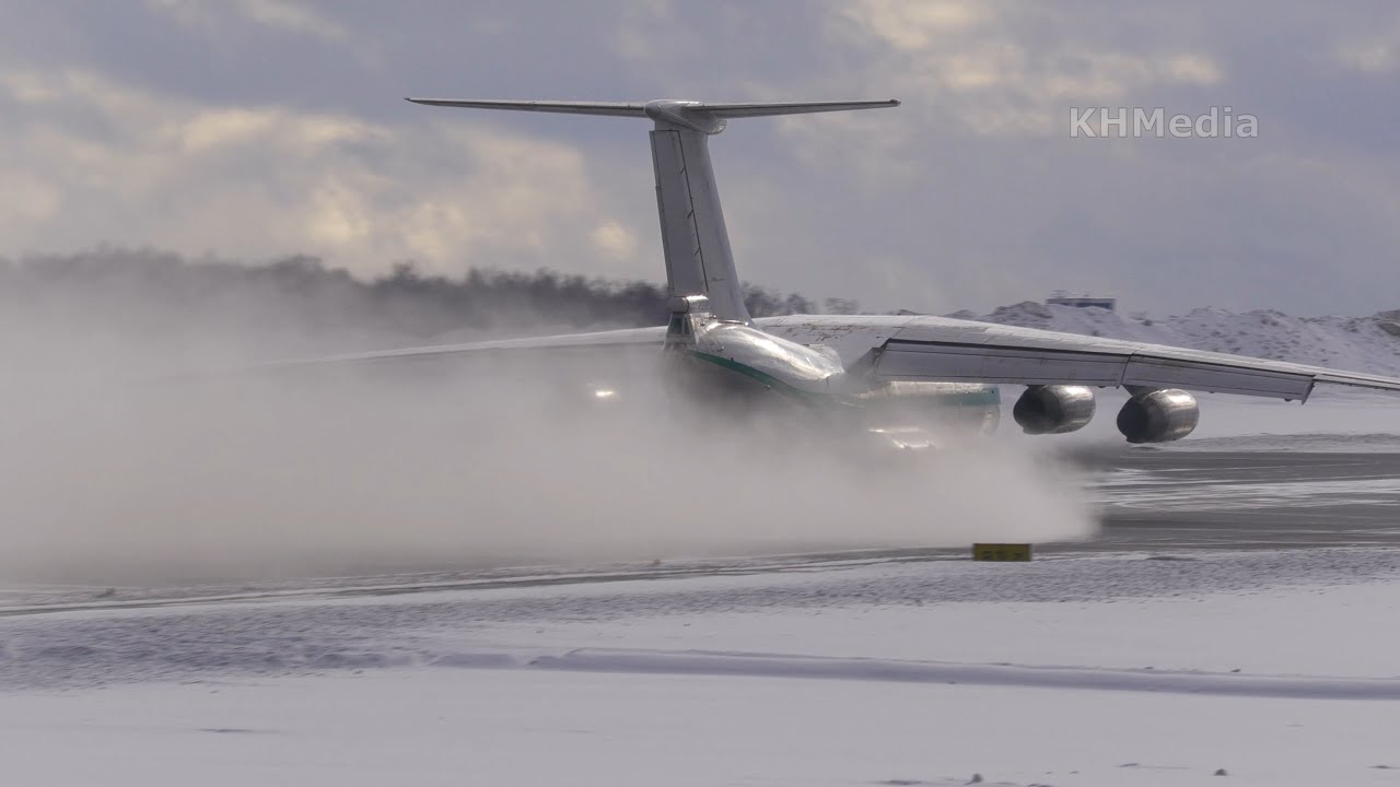 вылет Ил-76МД со снежным шлейфом 7T-WIA ВВС Алжира
