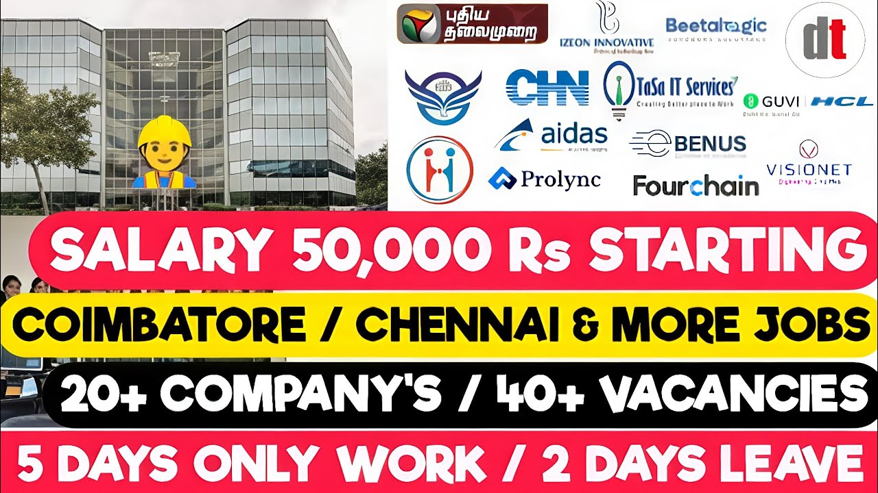 🔥 2026 New Jobs in Chennai, Coimbatore, Bangalore & Madurai | Freshers & Experience