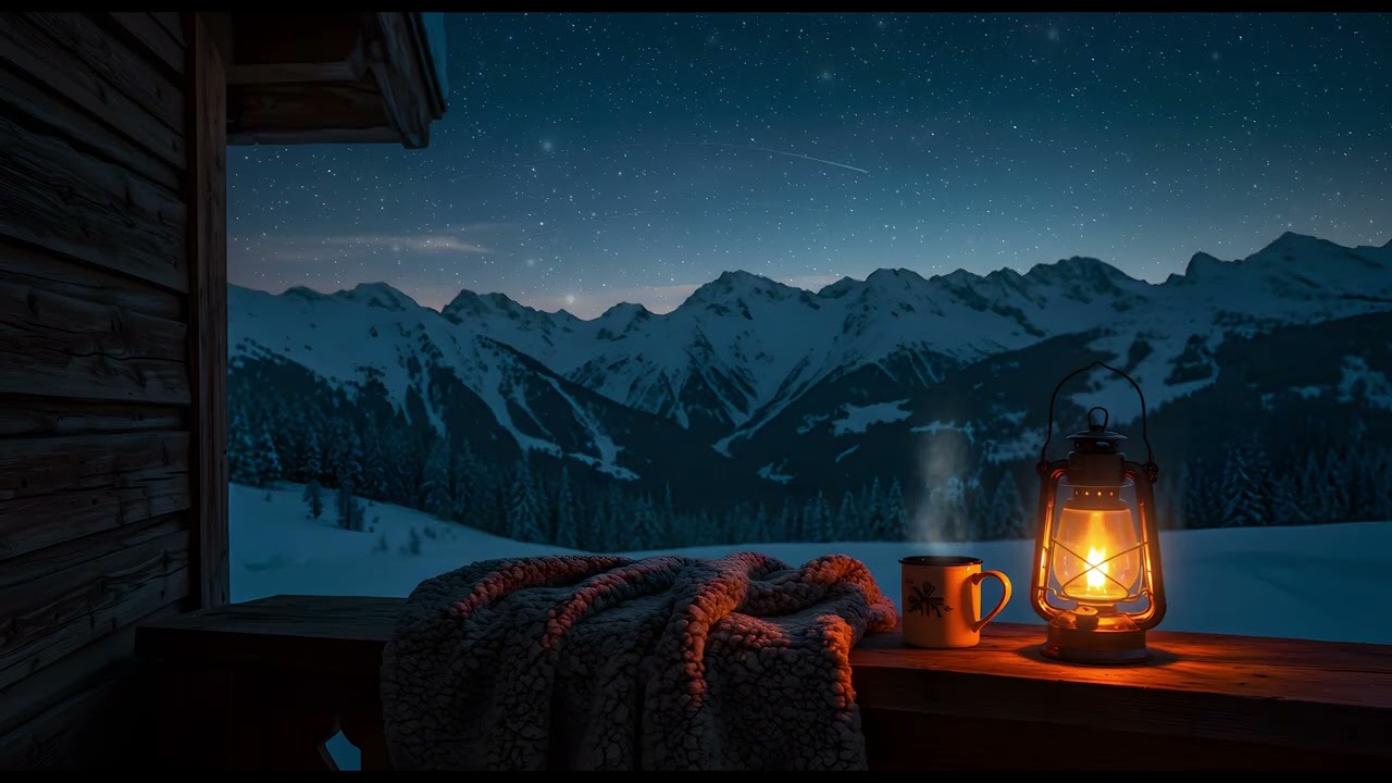 Cozy Mountain Cabin at Night ❄️ | Snowy Alpine Ambience | Relaxing Sleep, Study & Focus Music
