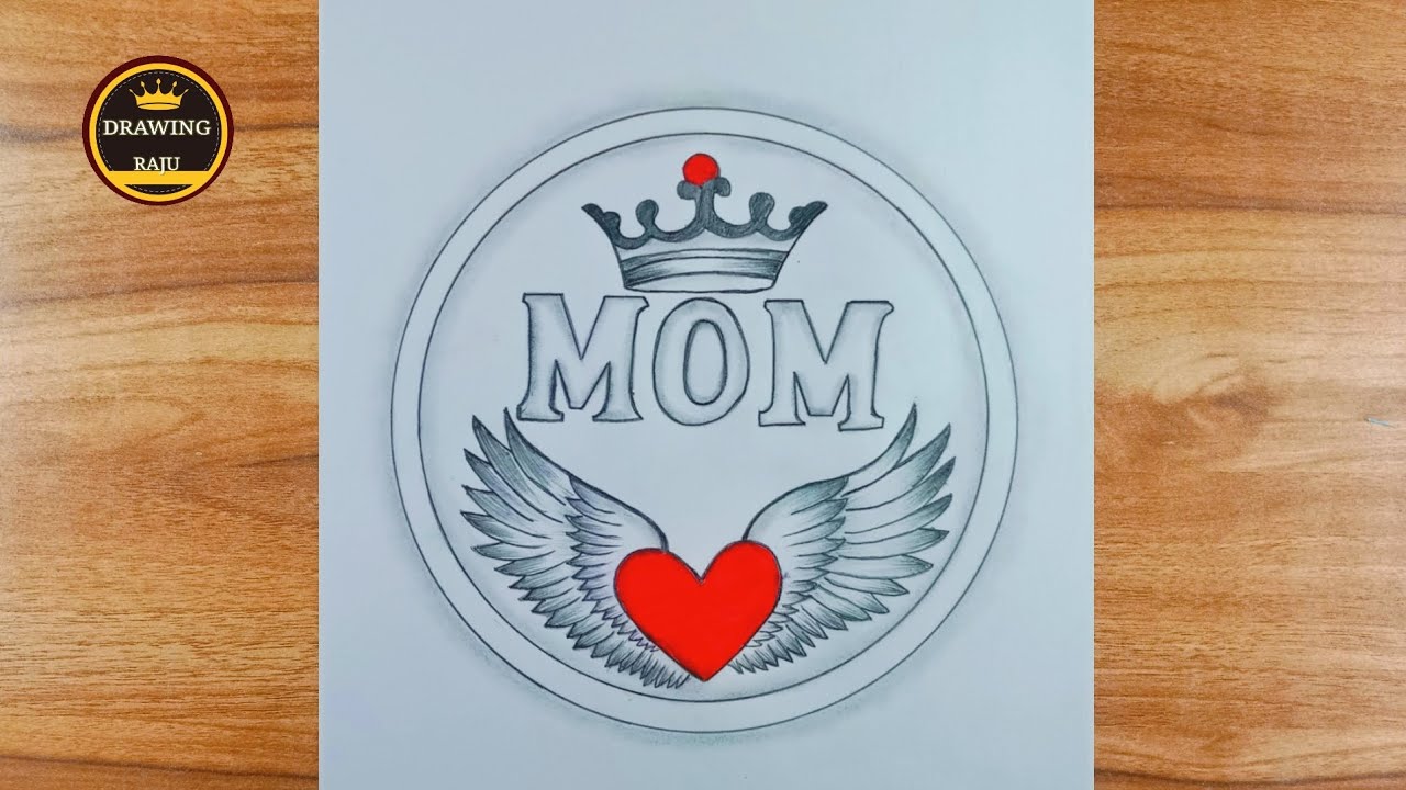 Mother's Day Drawing with pencil sketch for beginners|| Mom letter Circle drawing art video