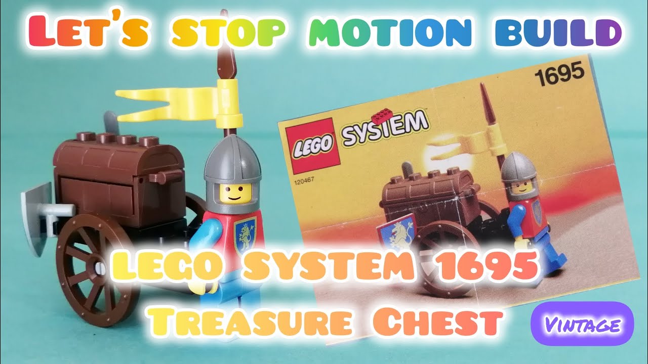 LEGO SYSTEM 1695 Treasure Chest - Stop Motion build - トレジャーカート Vintage