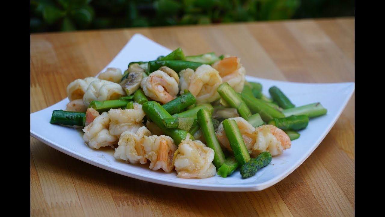 Shrimp with Asparagus & Mushrooms Recipe Tutorial Vol. 44