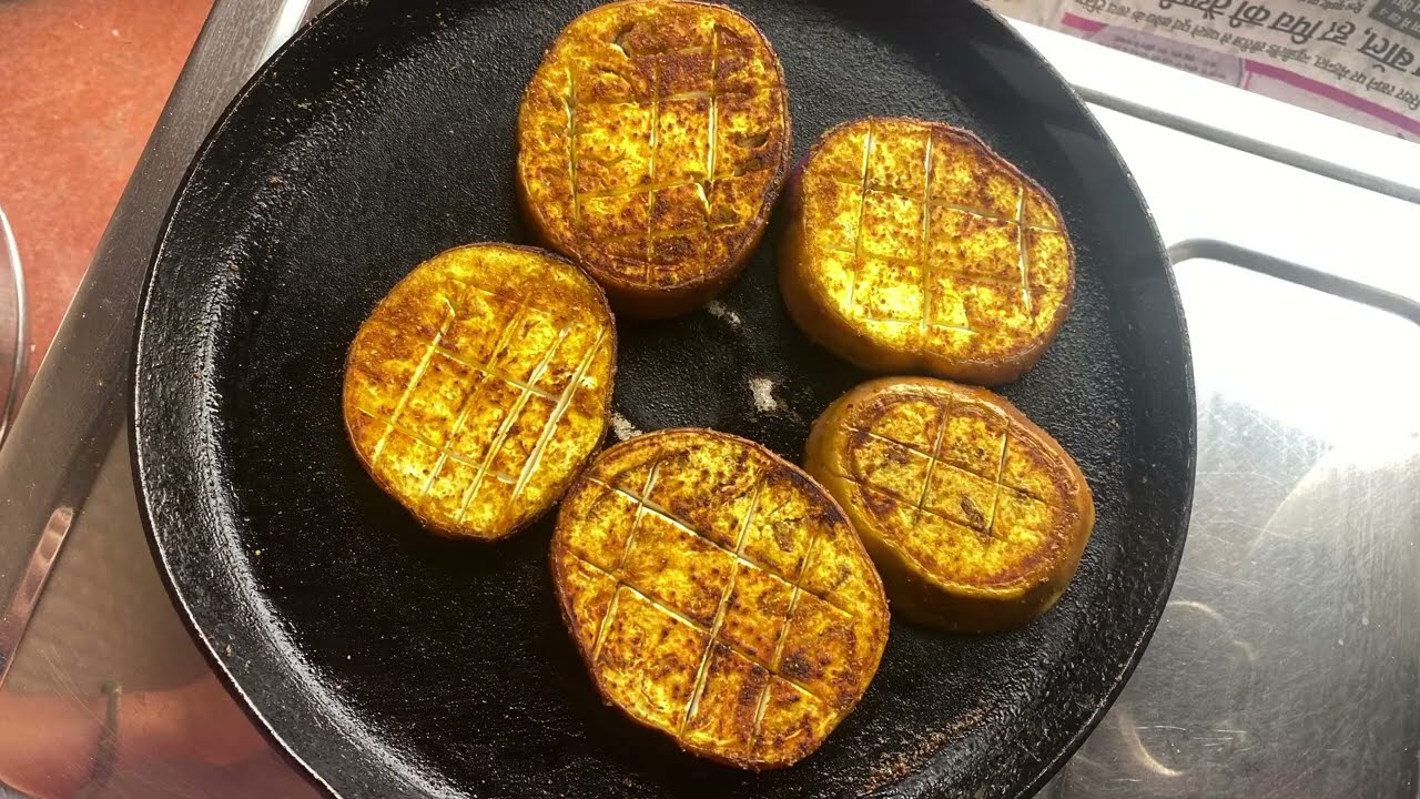 Baingan bhaja. Brinjal fry. Easy side dish with rice. #gharkakhana #easyrecipe #foodvlog #cookwithme