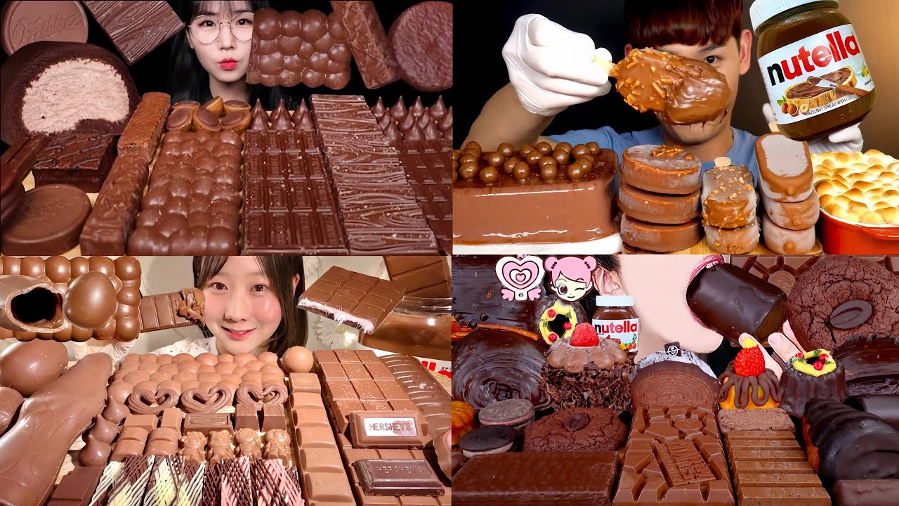 ASMR EATING FROZEN CHOCOLATE MUKBANG STARBUCKS CHOCOLATE CAKE NUTELLA EATING VIDEO EATING SHOW 