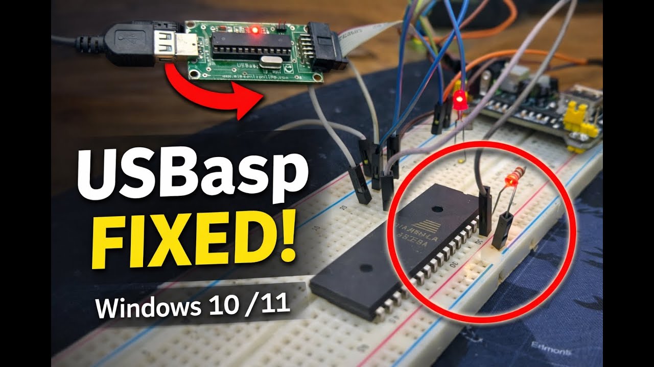 Как запрограммировать ATmega16 на макетной плате | USBasp в Windows 10/11 (AVRDUDESS)
