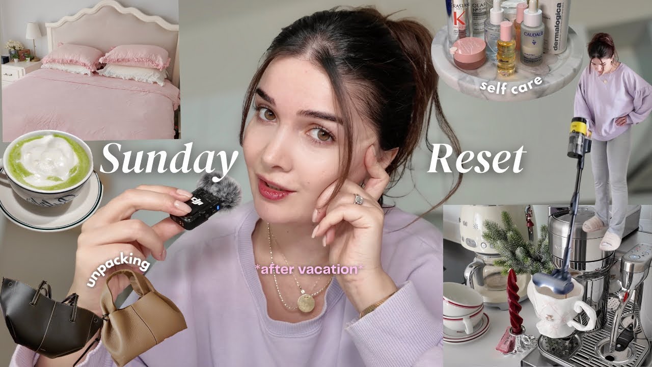 Sunday Reset After Traveling 🧺 | Cozy Cleaning, Skincare, Unpacking & Getting Back on Track