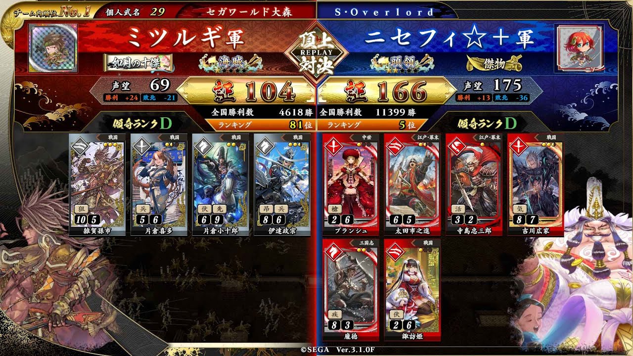 英傑大戦 頂上対決【2026/04/01】ミツルギ VS ニセフィ☆＋