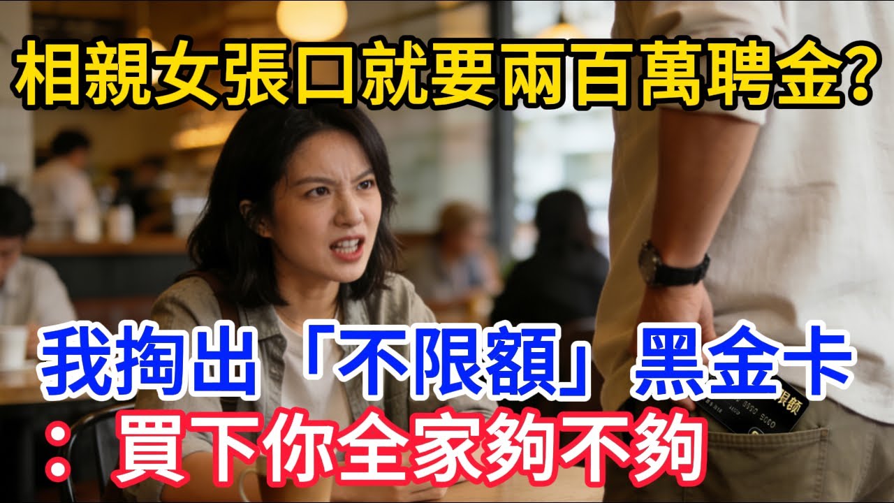 相親女張口就要兩百萬聘金？我猛的掏出「不限額」黑金卡：買下你全家夠不夠 #情感故事 #老年生活 #人生感悟 #情感共鸣 #感人壹幕 #故事分享 #故事