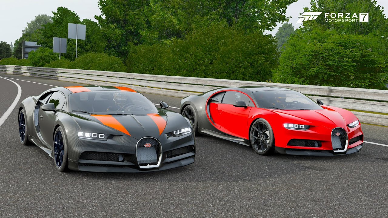 Forza 7 Drag race: Bugatti Chiron SS 300+ (Replica) vs Bugatti Chiron Sport (Replica)
