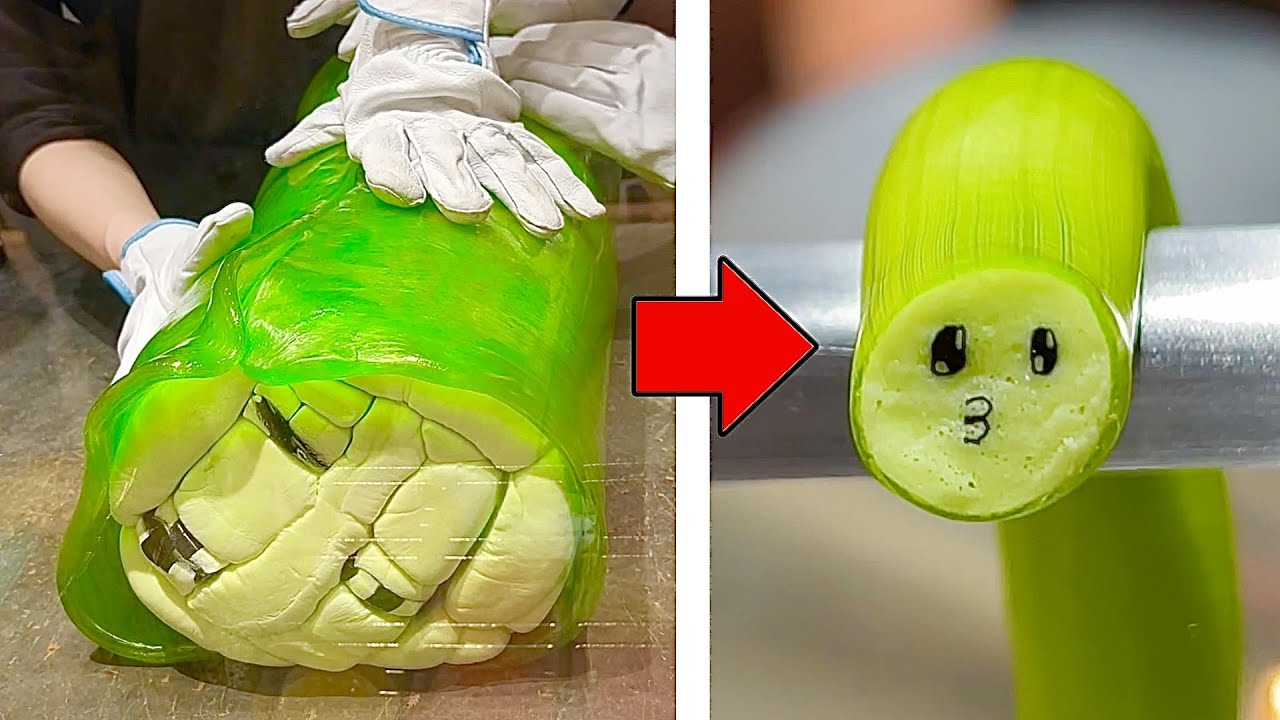 【飴細工】巨大なキャンディをカットすると可愛い顔がひょっこり！手作り金太郎飴の作り方・Handmade Candy・Japanese Street Food・수제캔디・PAPABUBBLE・パパブブレ