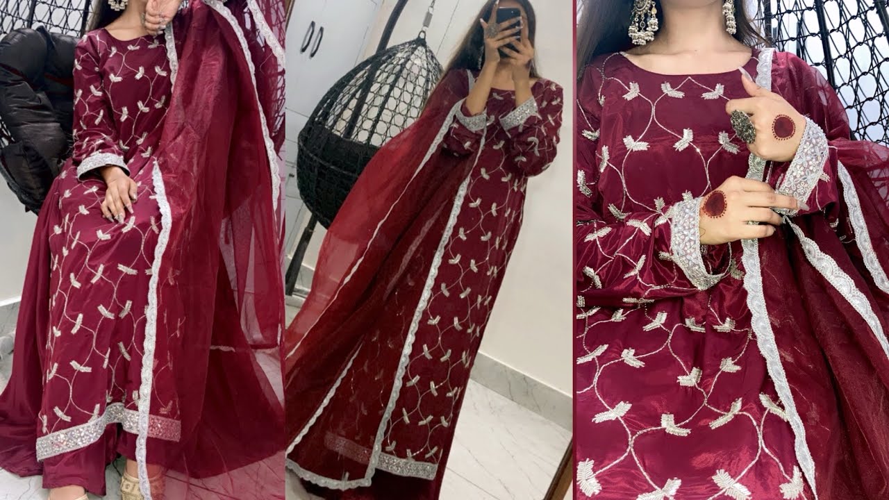 pakistani tranding dress cutting and stitching/ hand embroidery /cutbeads work