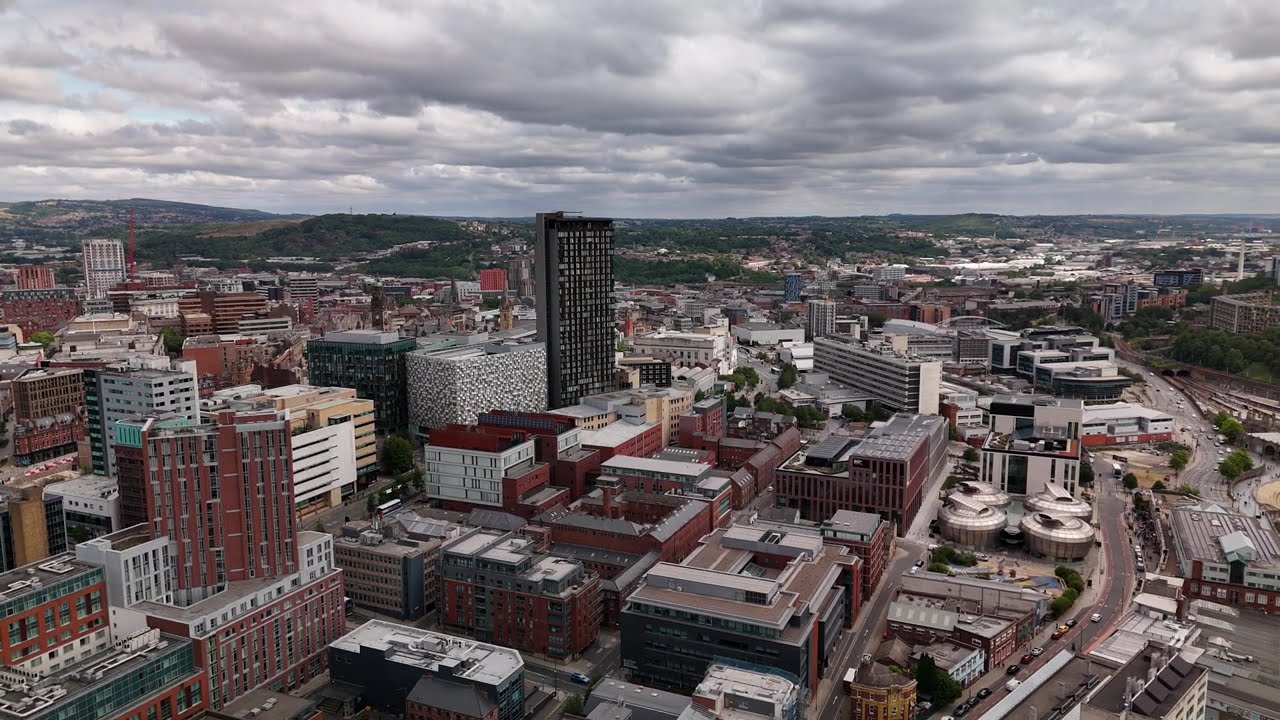Sheffield Skyline | Cinematic Drone Orbit Over City Centre (4K)