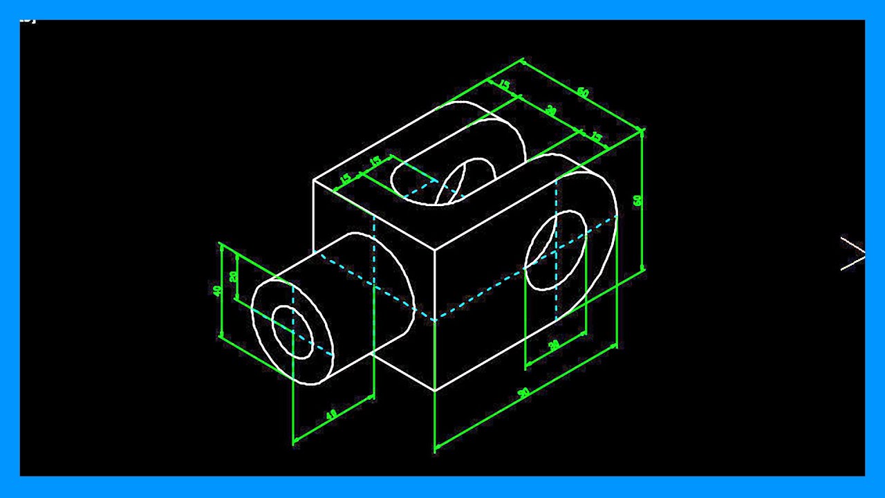 Autocad - Círculos en isométrico. Dibujar pieza con elipses isométricas. Tutorial en español HD