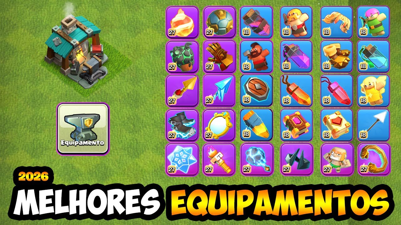 QUAL EQUIPAMENTO UPAR PRIMEIRO EM 2026? MELHORES EQUIPAMENTOS PARA USAR NO CLASH OF CLANS!