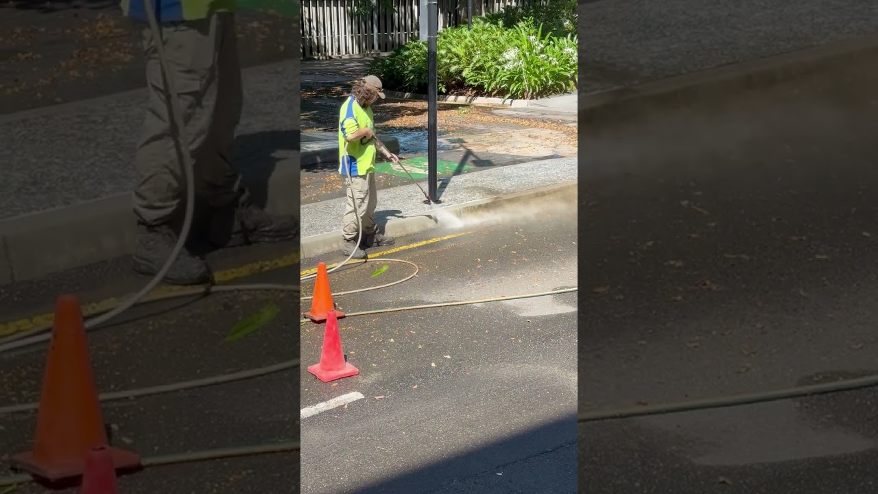 High pressure clean footpath and linemarking
