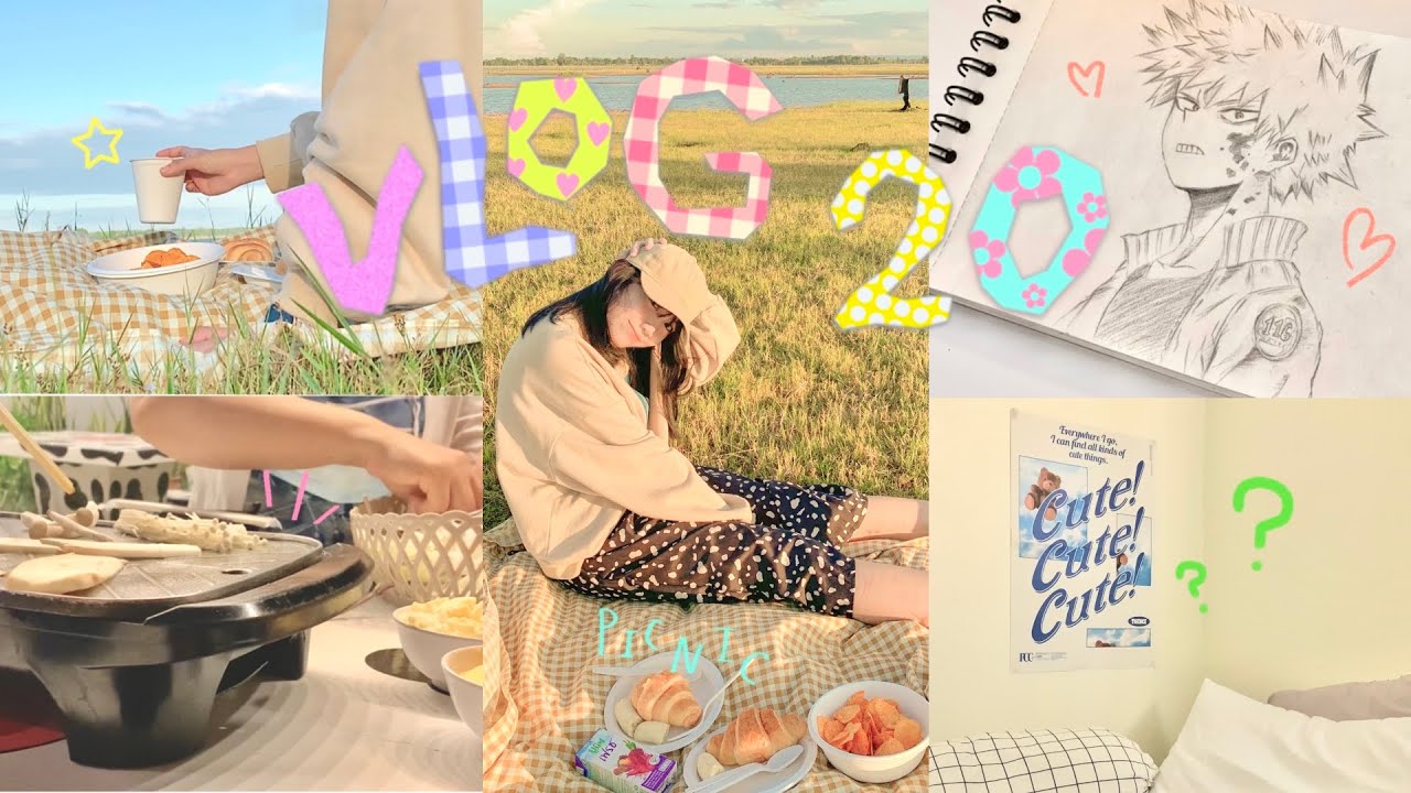 Vlog 20 ; saturday vlog 🌞🖼🎀 วาดรูป,ไปปิคนิค,กินชาบู,เรียนเกาหลี