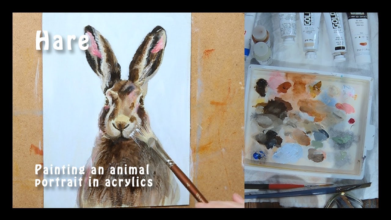 Hare: Painting an animal portrait in acrylics - no narration
