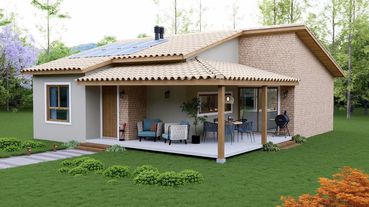 Casa de Campo Pequena e Moderna com Ampla Varanda - 100m²