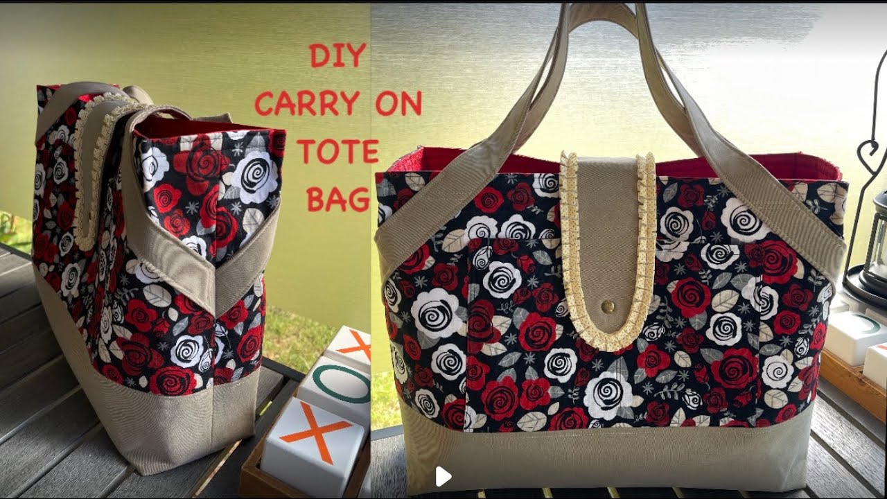 How to make a Carry on tote bag that fits on top of suitcase / easy DIY for beginners