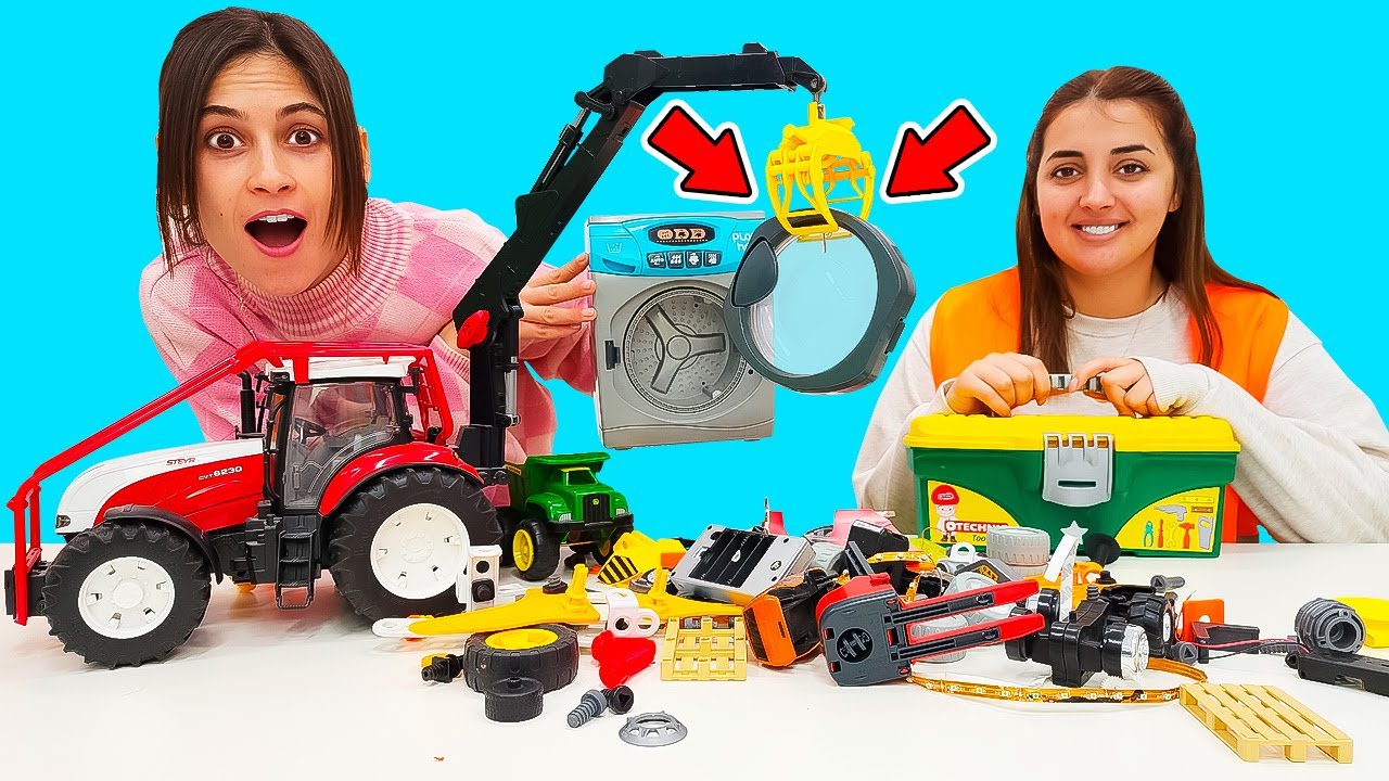 Çocuk videoları! Ayşe, çamaşır makinesinin parçasını hurdacıda buluyor! Tamir etme