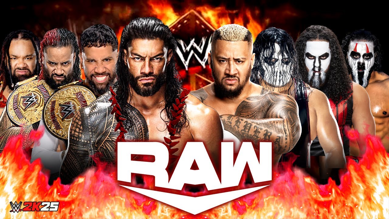 WWE 2K25 Команда Романа Рейнса против Соло Сикоа и The MFTs | WWE RAW на Netflix. Полный матч 04 ...