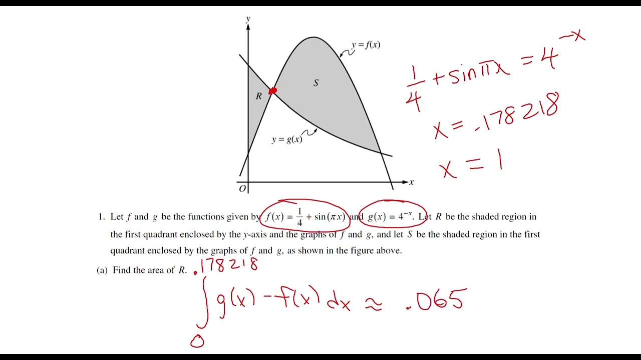Задание № 1 по курсу AP Calculus AB, 2005 г. - Площадь и объем.