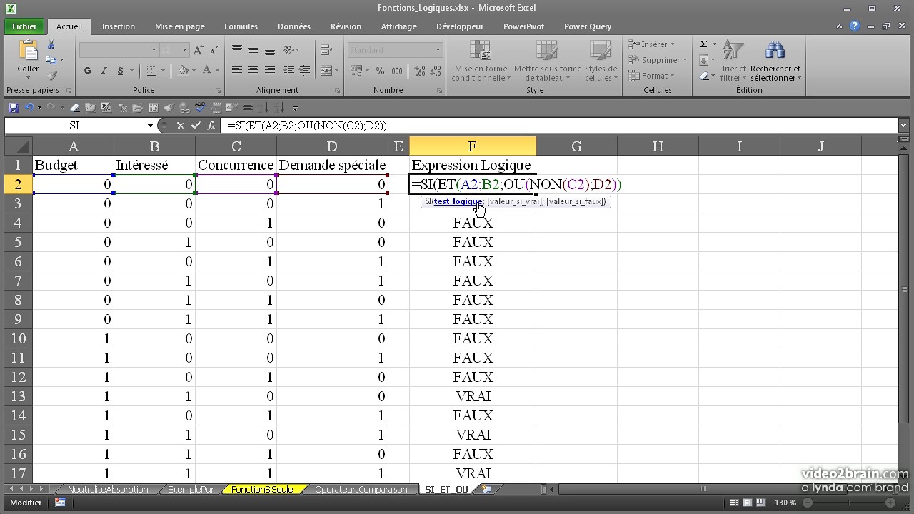 Combiner la fonction SI avec OU et ET et les paramtres purement logiques   Excel 2010