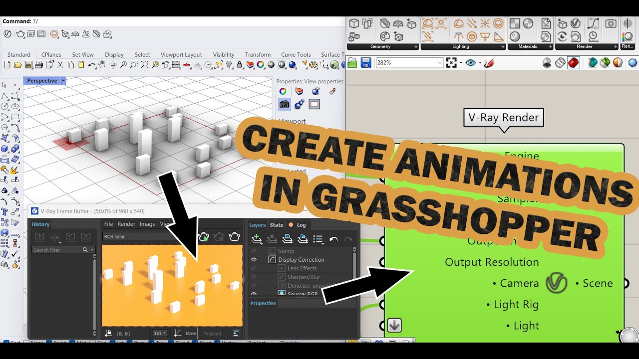 Creating Animations with VRAY 6 and Grasshopper, basic example