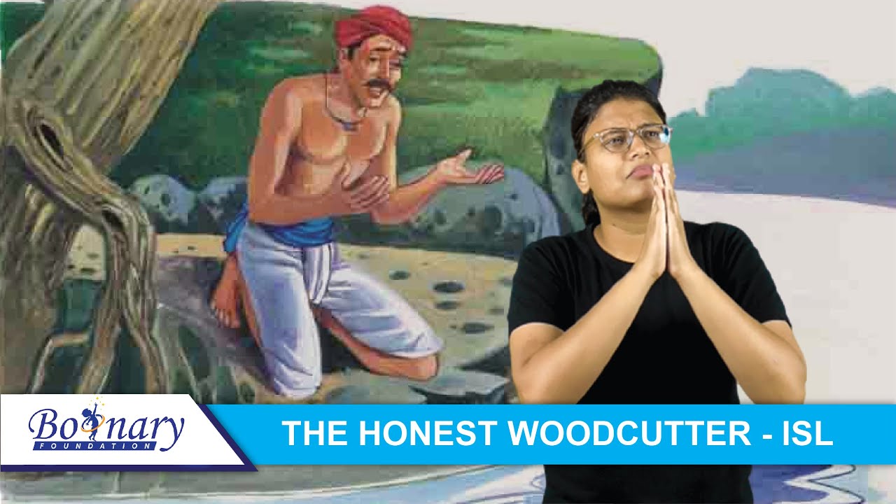The honest woodcutter | short ISL stories for Deaf | moral stories | Eng voiceover & subtitles.