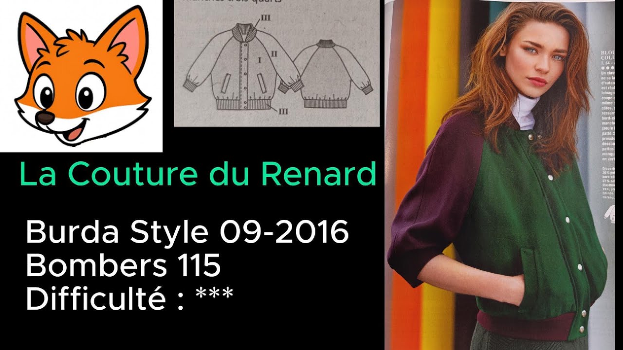 Coudre un bomber – Patron Burda Style 115 (septembre 2016) | Niveau intermédiaire #couture #fashion