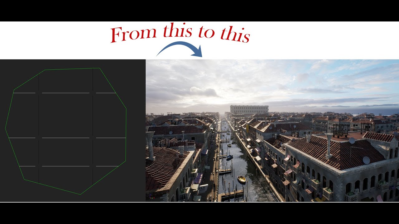 Unreal Engine 5 Procedurally generate Venice city in less than 3 min