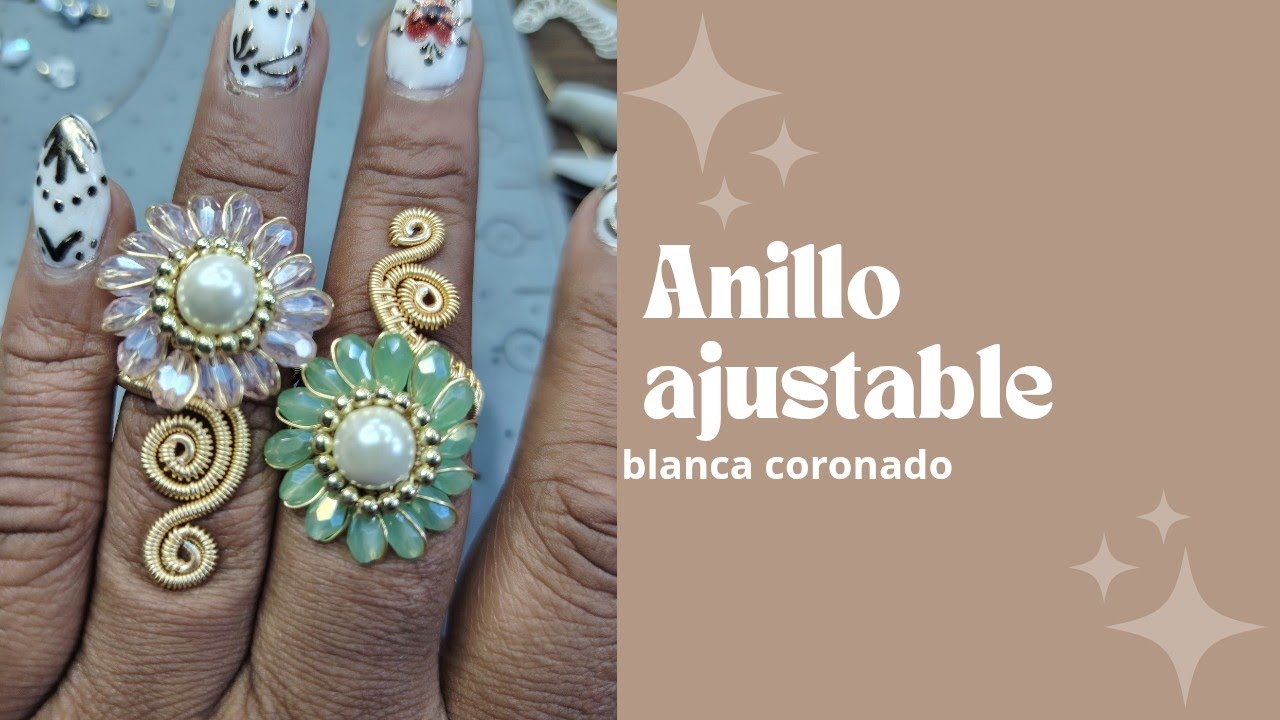 anillo de flor ajustable en alambrismo
