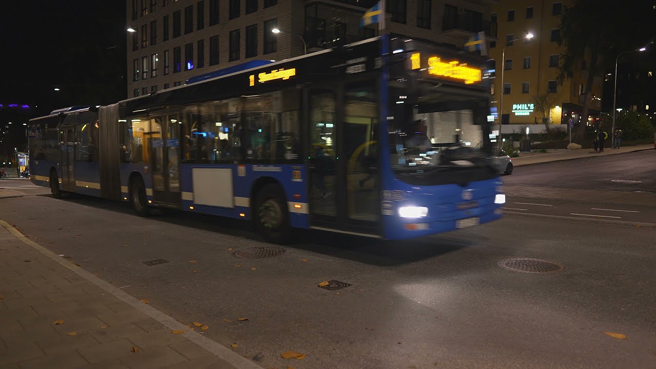 Sweden, Stockholm, bus 1 night ride from Gärdet to Regeringsgatan