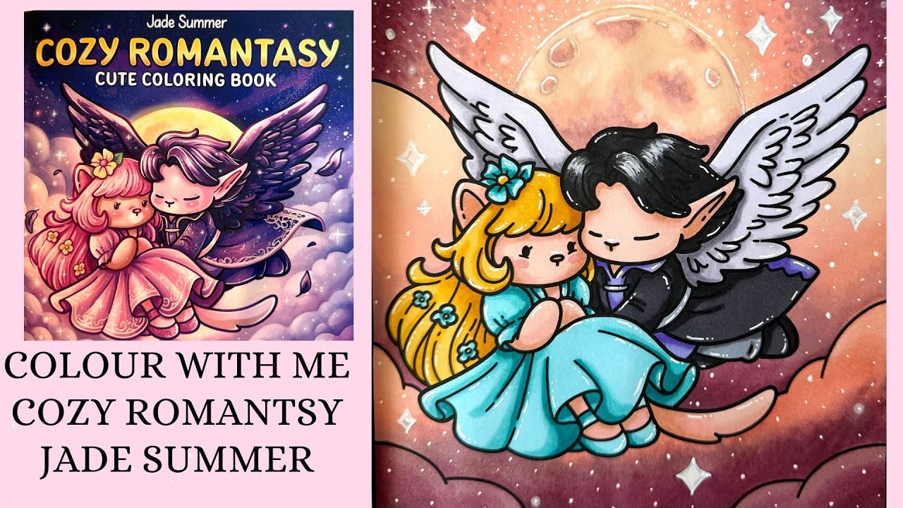 Cozy Romantasy - Jade Summer 🌸 Cozy Colour with me 🌸 Tutorial 🌸 Ohuhu alcohol markers 🌸 Sky Romance