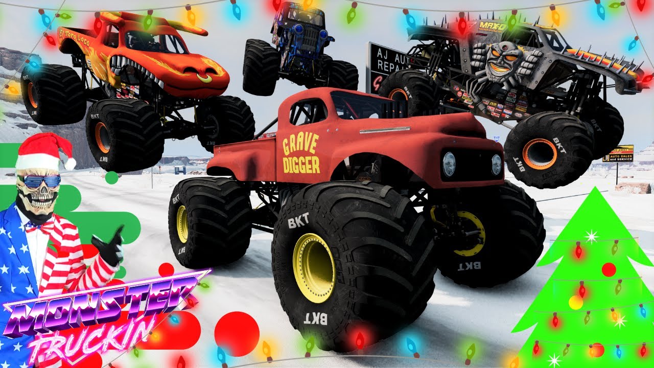 Monster Jam БЕЗУМНЫЕ гонки, фристайл и скоростные прыжки #5 | BeamNG Drive | Grave Digger