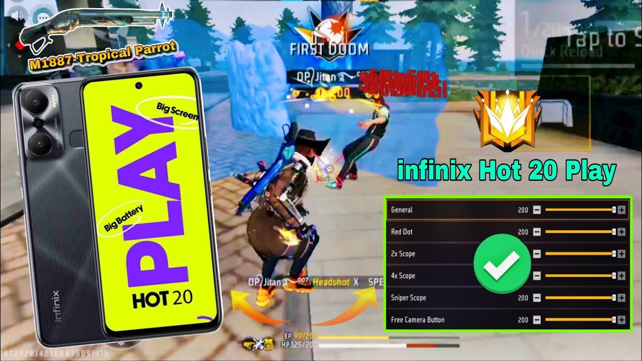 (infinix Hot 20 Play)✨Free Fire Hadeshot Setting⚙️🇧🇷2025 Best Sentivety Settings for Android Mobile