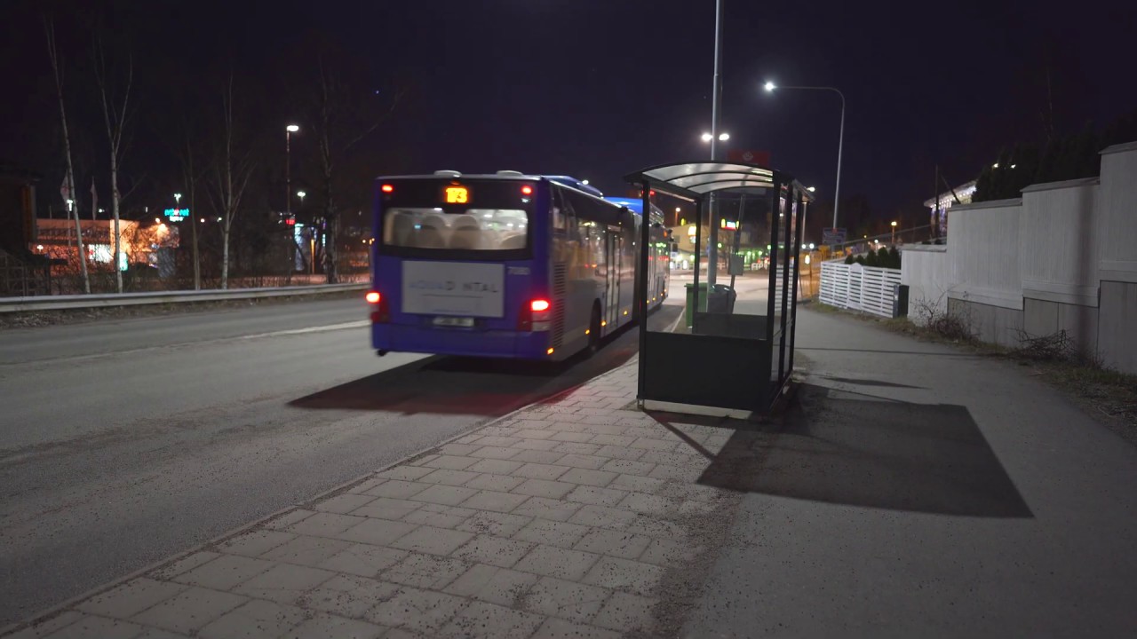 Sweden, Stockholm, bus 173 night ride from FRUÄNGEN to JÄGERHORNS VÄG