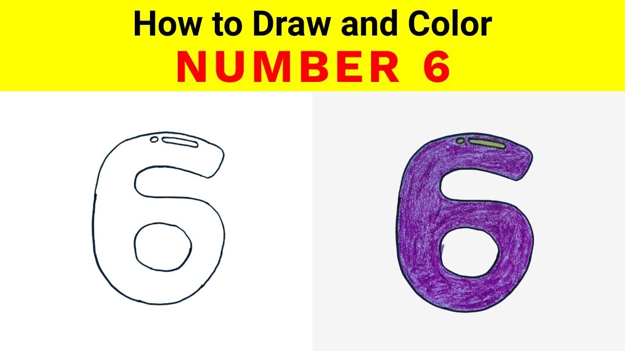 How to Draw and Color Number 6 for Kids | Learn Step by Step Drawing #easyartandcraft