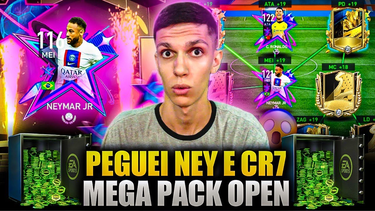 PEGUEI NEY E CR7 BUGADOS😱 MEGA PACK OPEN & FORMEI A MELHOR DUPLA DO JOGO🔥 FIFA MOBILE 23