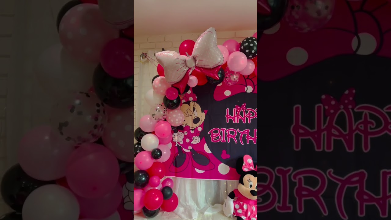 Minnie Mouse Birthday Decoration at Home #shorts #youtubeshorts #viral #balloon