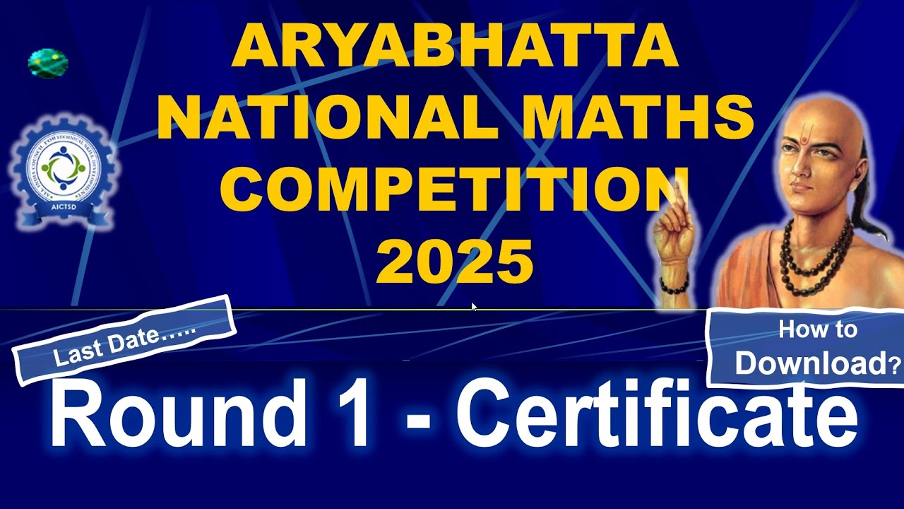 Aryabhatta National Maths Competition 2025 | Round 1 Certificate | ANMC 2025