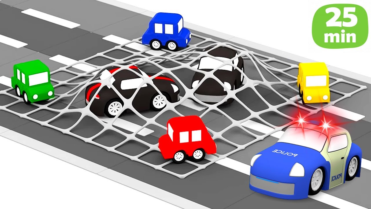 Le travail de la voiture de police | Dessin animé HD pour enfants | 4 voitures colorées